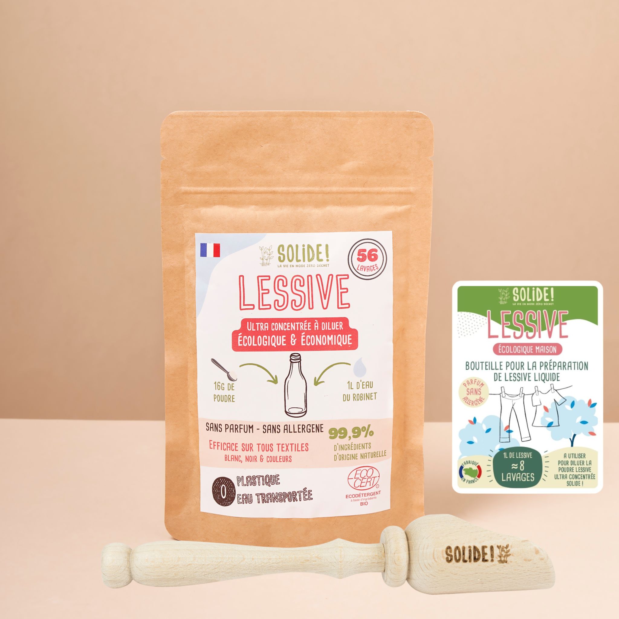 kit 56 lessives poudre écolo étiquette mix et pelle de dosage